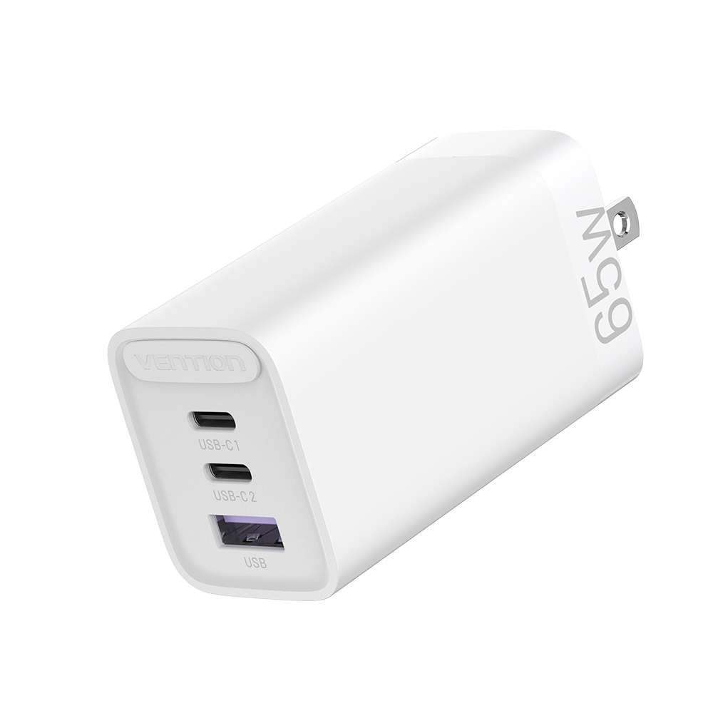 Cargador De Pared 65W Carga Rápida GaN Vention 2 Usb C 1 Usb_0