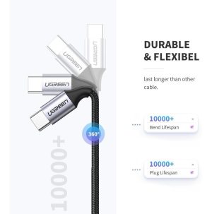 Cable Usb C Ugreen Carga Rápida 3a 60 W 480 Mbps Trenzado 1m_5
