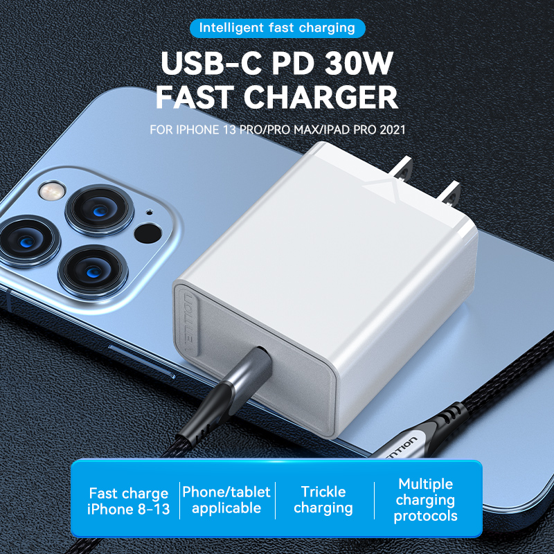 Cargador Carga Rápida 30W Vention USB C Para Iphone Samsung_1