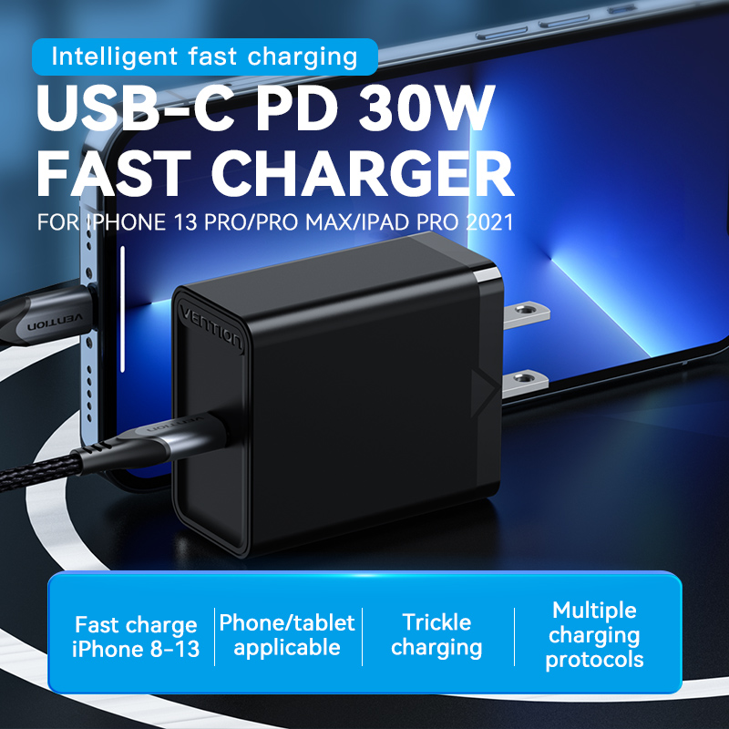 Cargador Carga Rápida 30W USB C Vention Para Samsung Iphone_1