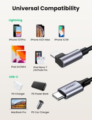Ugreen Cable Carga Rápida Usb C A Lightning Angulo 90° 2m_6