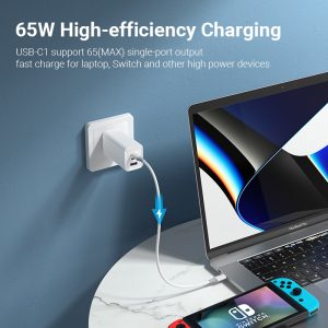Cargador De Pared 65W Carga Rápida GaN Vention 2 Usb C 1 Usb_3
