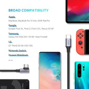 Cable Usb C Ugreen Carga Rápida 3 A 60 W Pd 90° Ángulo 1m_6