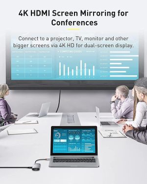 Hub Usb C 6 en 1 Baseus Hdmi 4k Rj45 3x Usb 3.0 60W Pd Usb C_5