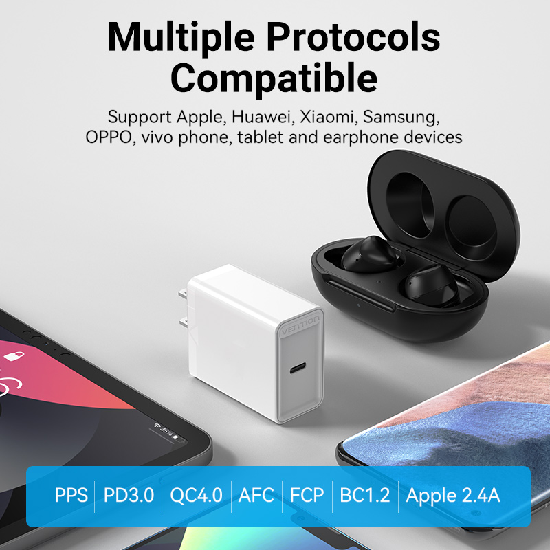 Cargador Carga Rápida 20W Vention USB C Para Iphone Samsung_5