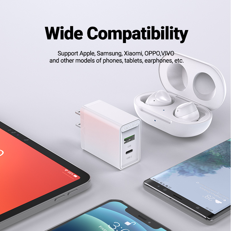 Cargador Dual 20W Carga Rápida Vention Usb A y C Compatible_5