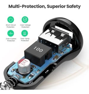 Cargador De Auto Ugreen Usb Dual Ultra Compacto De 24 W 4.8a_4