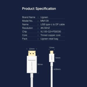 Cable Ugreen Usb C A Displayport Dp Macho-macho 4k 1.5 M_6