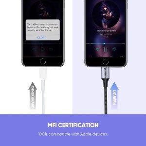 Cable Ugreen Lightning A Jack 3.5mm Aux M-f Trenzado 10cm_2