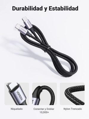 Cable Usb C Ugreen Carga Rápida 3a 60 W 480 Mbps Trenzado 1m_2