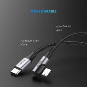 Cable Usb C Ugreen Carga Rápida 3 A 60 W Pd 90° Ángulo 1m_5