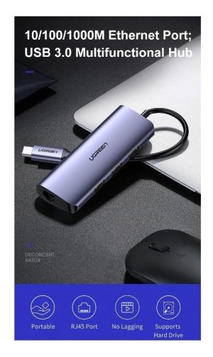 Hub 5 En 1 Usb C Ugreen 3x Usb 3.0 1x Rj45 1x Usb C Pd 100 W_3