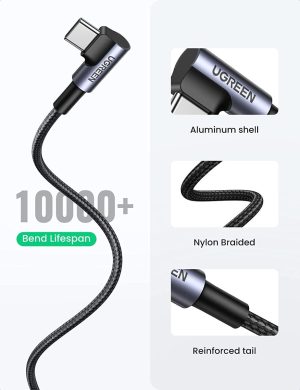 Cable Cargador Ugreen Usb C Angulo 90° 18 W 480 Mbps 1 M_5