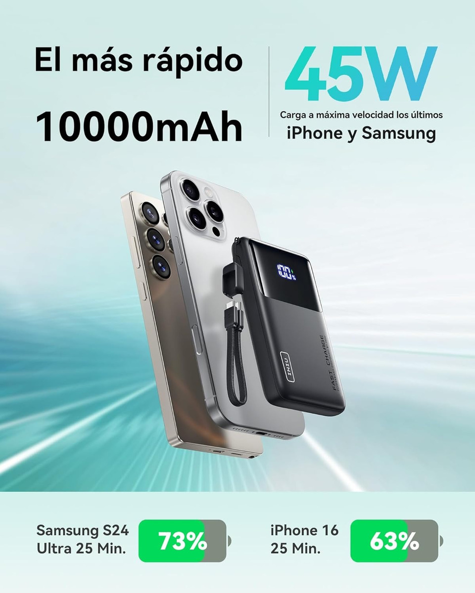 Power Bank Mini 10000mah 45w Carga Rápida Iniu 2 Usb C Usb A_1 Power Bank Mini 10000mah 45w Carga Rápida Iniu 2 Usb C Usb A_1