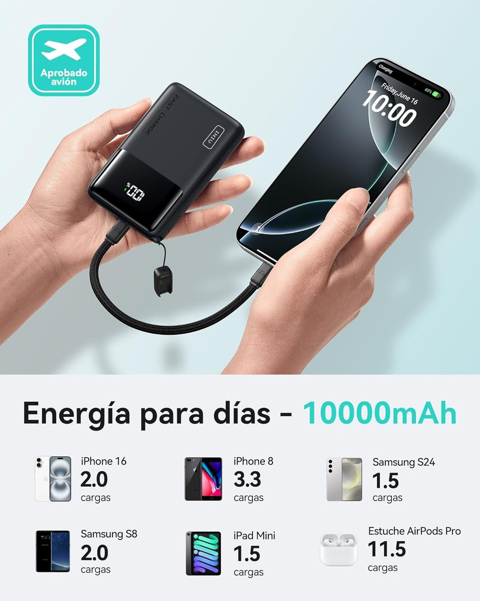 Power Bank Mini 10000mah 45w Carga Rápida Iniu 2 Usb C Usb A_3 Power Bank Mini 10000mah 45w Carga Rápida Iniu 2 Usb C Usb A_3