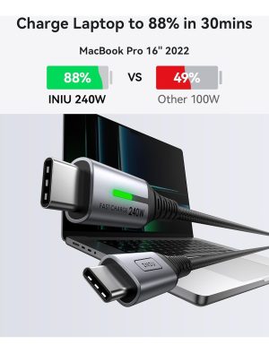 Cable Usb C 240w Turbo Carga Rápida Iniu 2m Para Mac Samsung_2