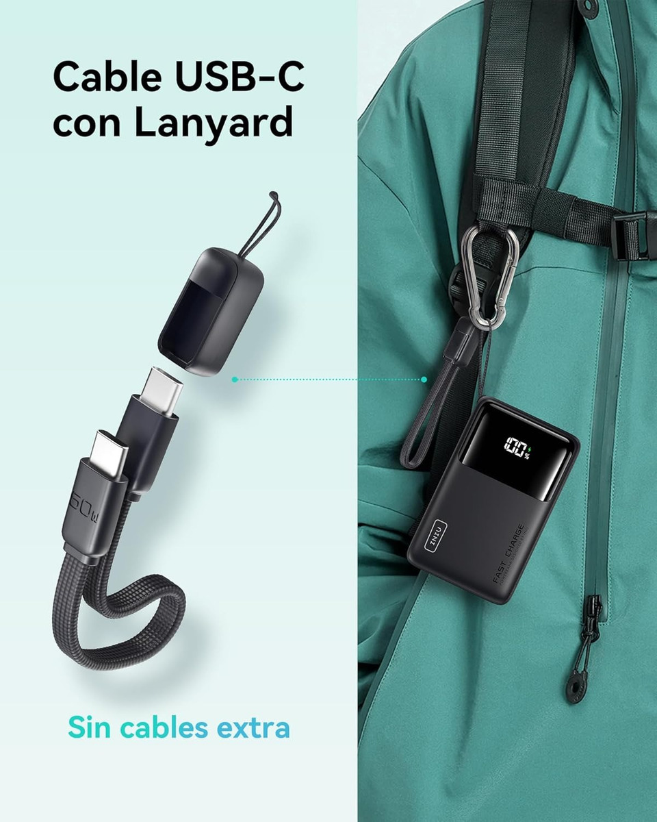 Power Bank Mini 10000mah 45w Carga Rápida Iniu 2 Usb C Usb A_4 Power Bank Mini 10000mah 45w Carga Rápida Iniu 2 Usb C Usb A_4